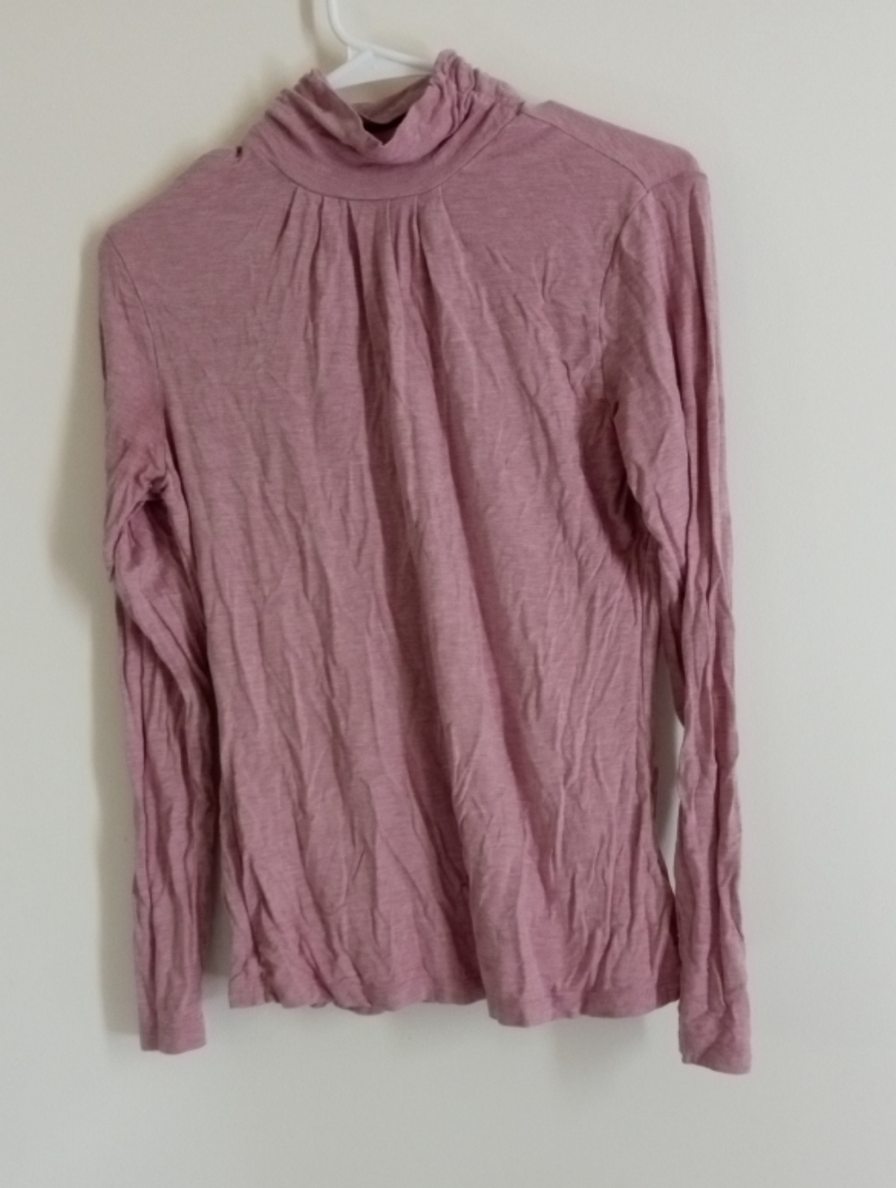 Tribal Long-Sleeve Mock Neck Top in Mauve Pink -SZ:M